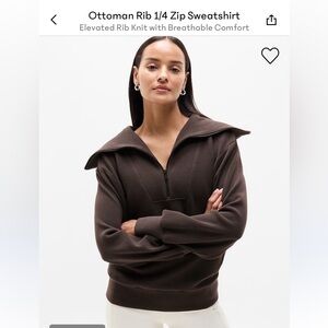 Athleta Ottoman Rib 1/4 Zip Sweatshirt Truffle color size XS NWOT